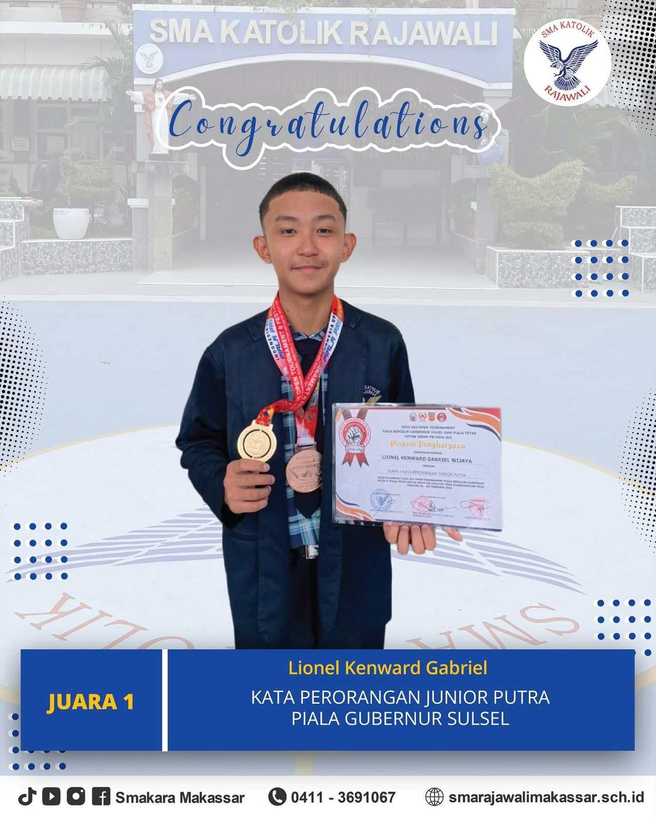 Juara 1 Kata Perorangan Junior Putra Piala Gubernur Sulsel